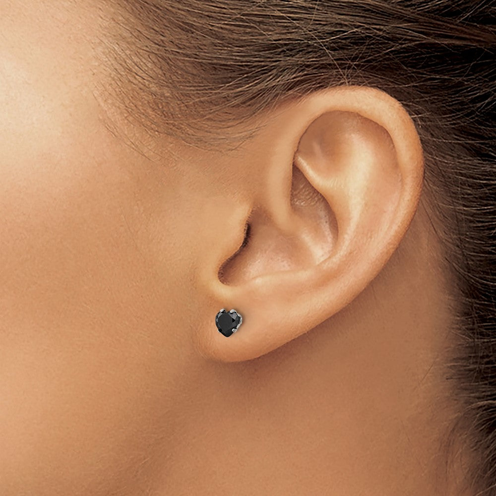 Chisel Stainless Steel Polished 5mm Black Heart CZ Stud Post Earrings