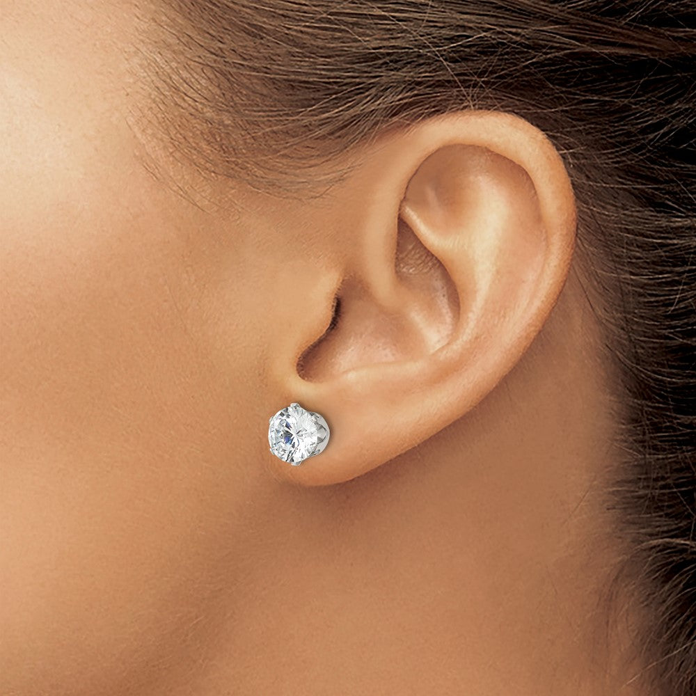 Chisel Stainless Steel Polished 8mm Round CZ Stud Post Earrings
