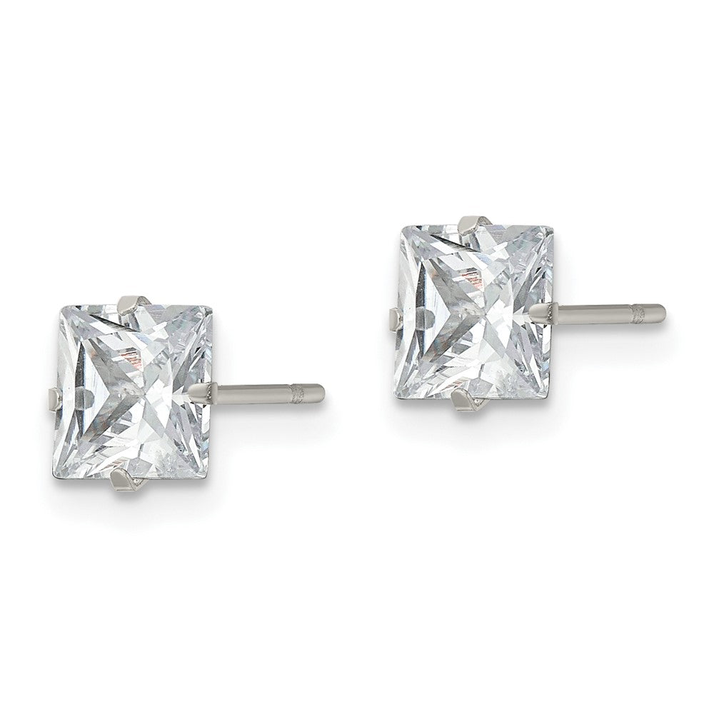 Chisel Stainless Steel Polished 6mm Square CZ Stud Post Earrings