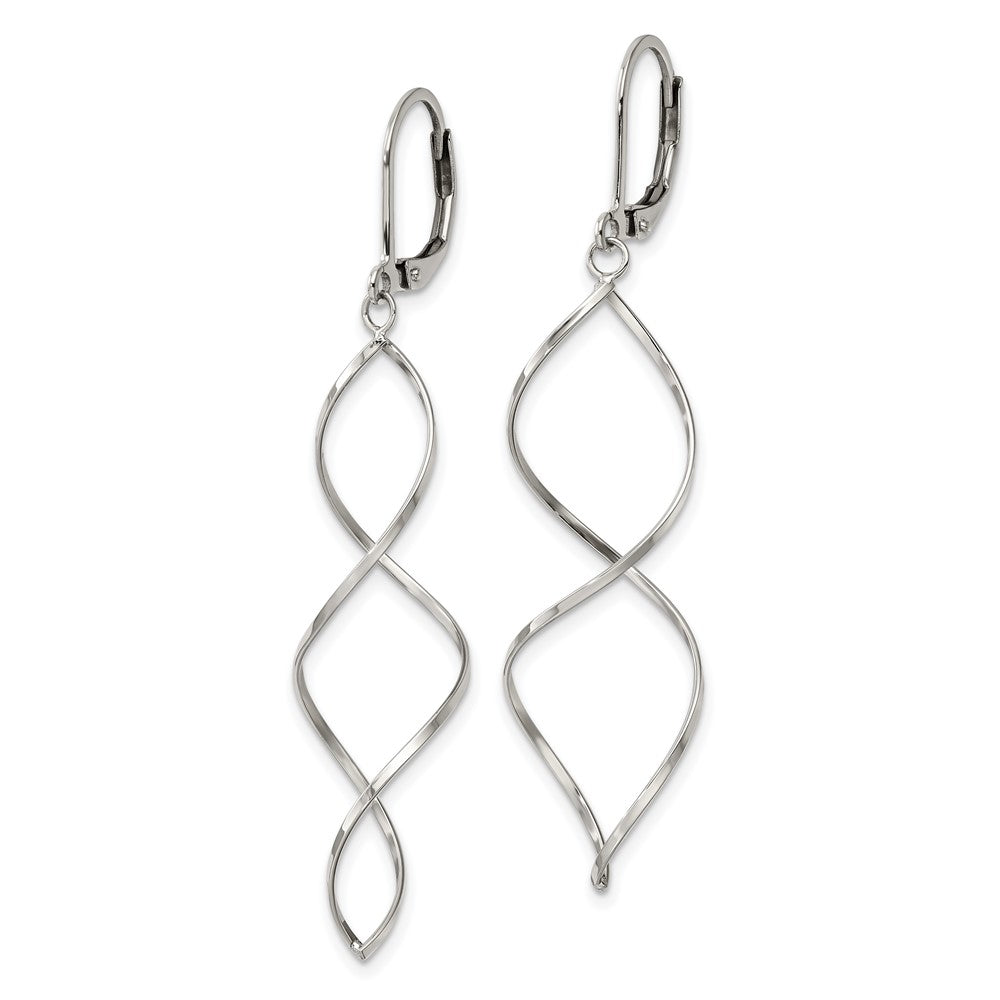 Chisel Stainless Steel Polished Twist Dangle Leverback Earrings
