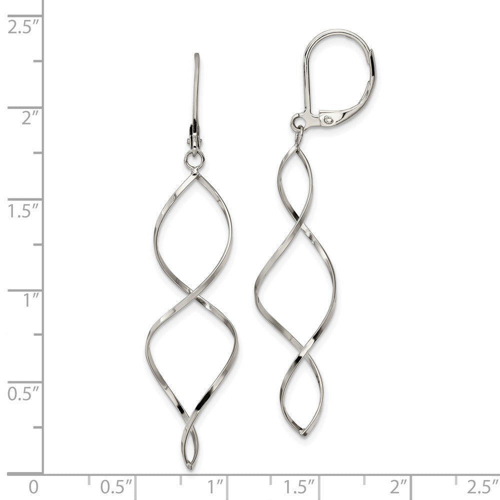 Chisel Stainless Steel Polished Twist Dangle Leverback Earrings