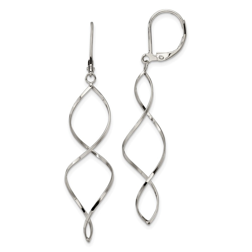 Chisel Stainless Steel Polished Twist Dangle Leverback Earrings