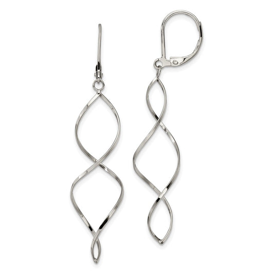 Chisel Stainless Steel Polished Twist Dangle Leverback Earrings