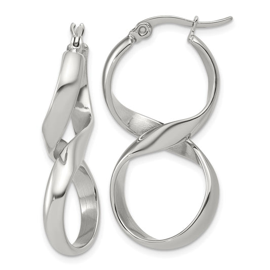 Chisel Stainless Steel Polished Infinity Symbol Twist Hoop Earrings