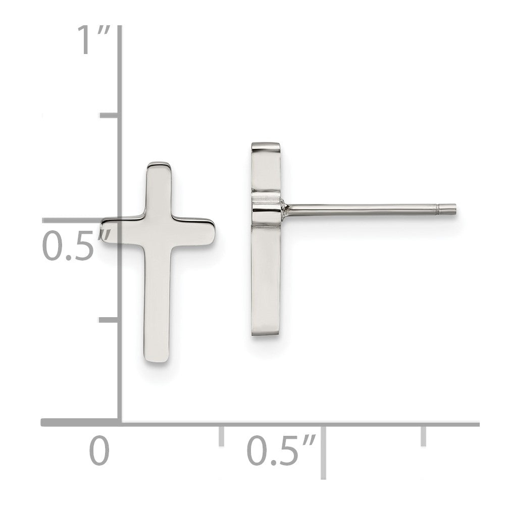 Chisel Stainless Steel Polished Cross Post Earrings