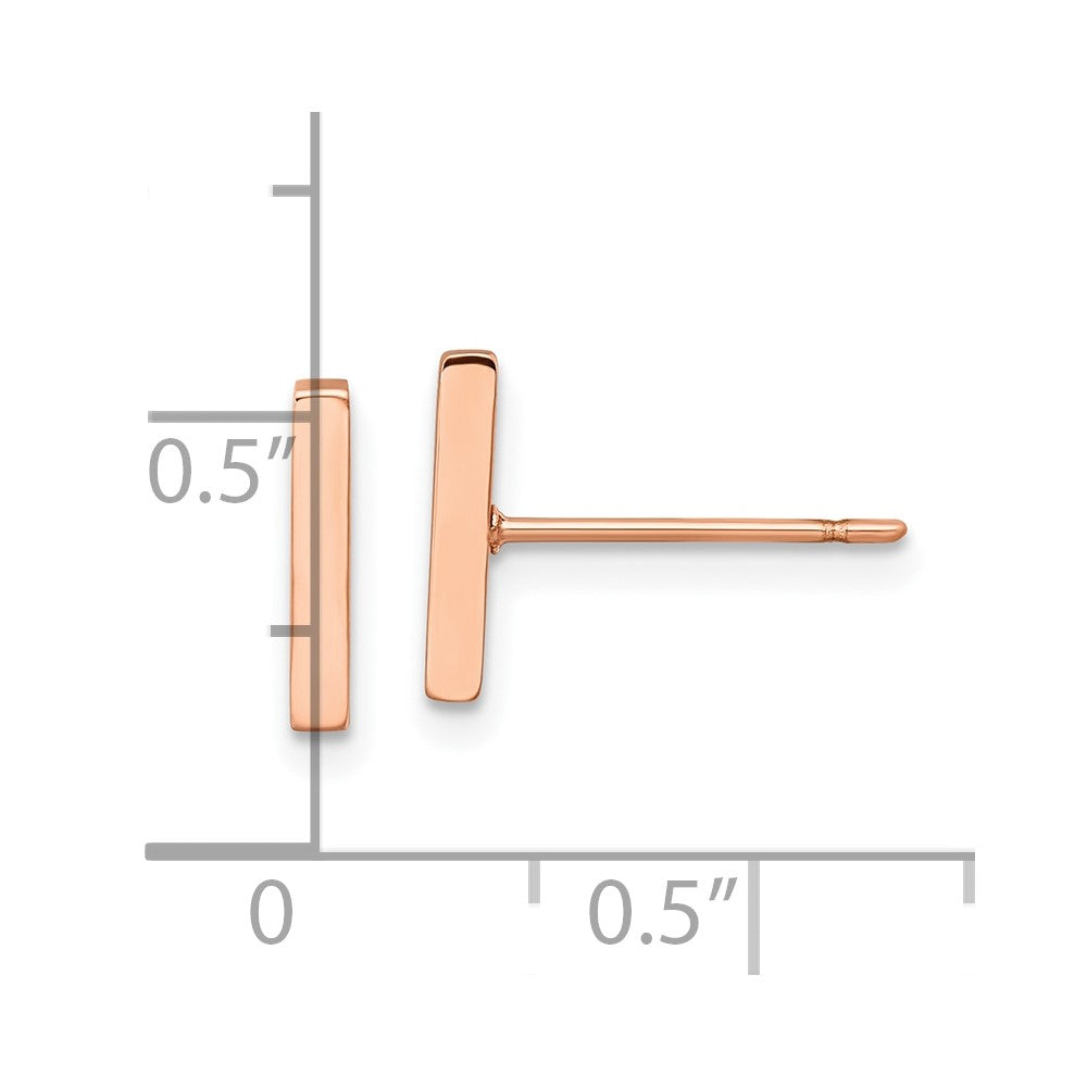 Chisel Stainless Steel Polished Rose IP-plated Bar Post Earrings