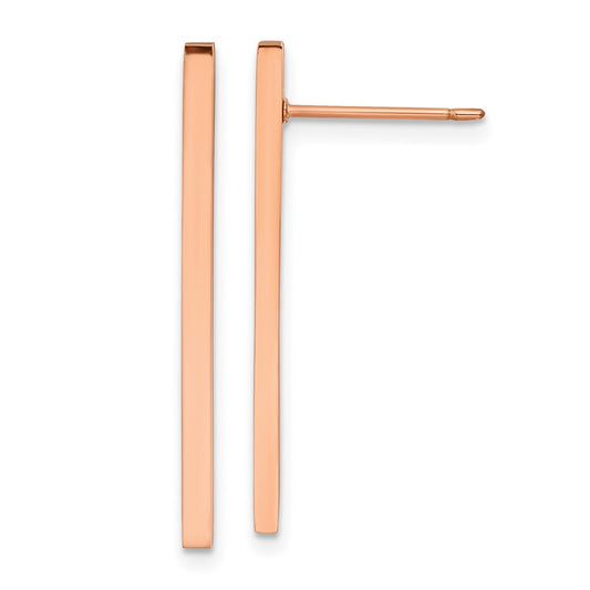 Chisel Stainless Steel Polished Rose IP-plated Bar Post Earrings