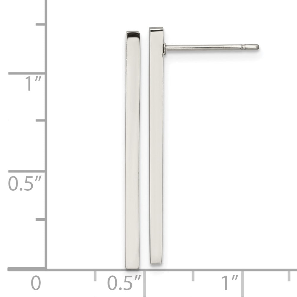 Chisel Stainless Steel Polished Bar Post Earrings