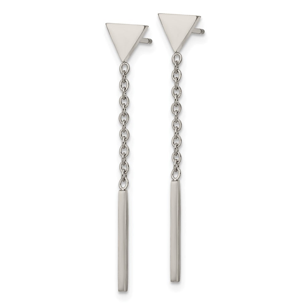 Chisel Stainless Steel Polished Dangle Bar Triangle Post Earrings