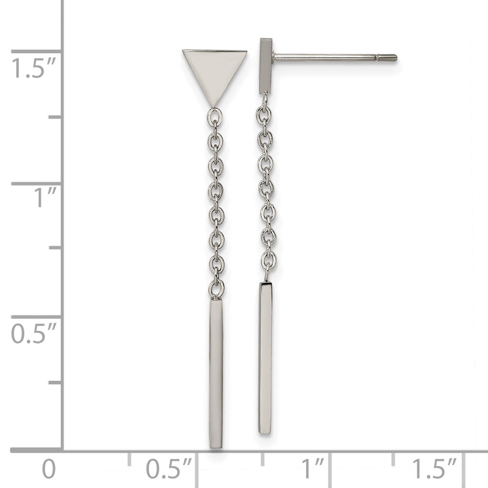 Chisel Stainless Steel Polished Dangle Bar Triangle Post Earrings
