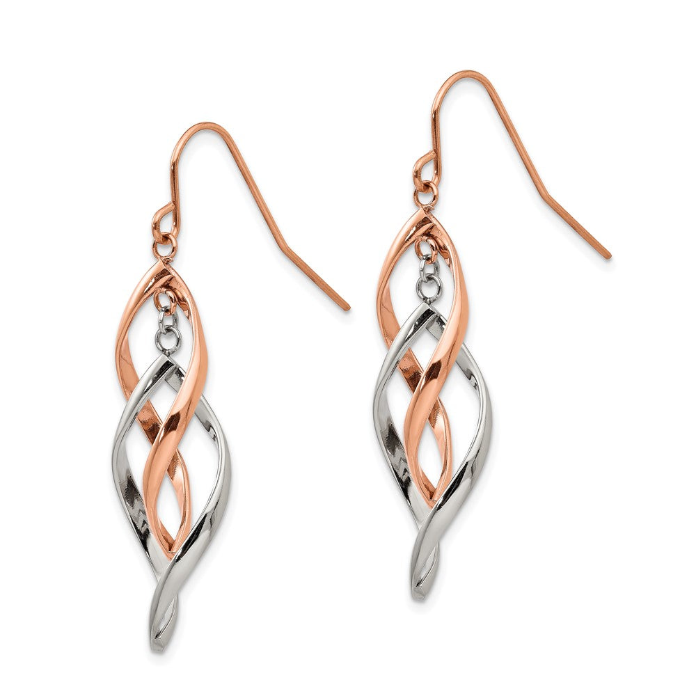 Chisel Stainless Steel Polished Rose IP-plated Dangle Shepherd Hook Earring