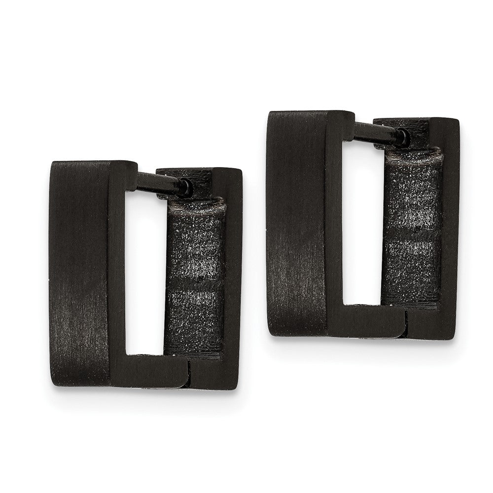 Chisel Stainless Steel Brushed Black IP-plated 4mm Square Hoop Earrings