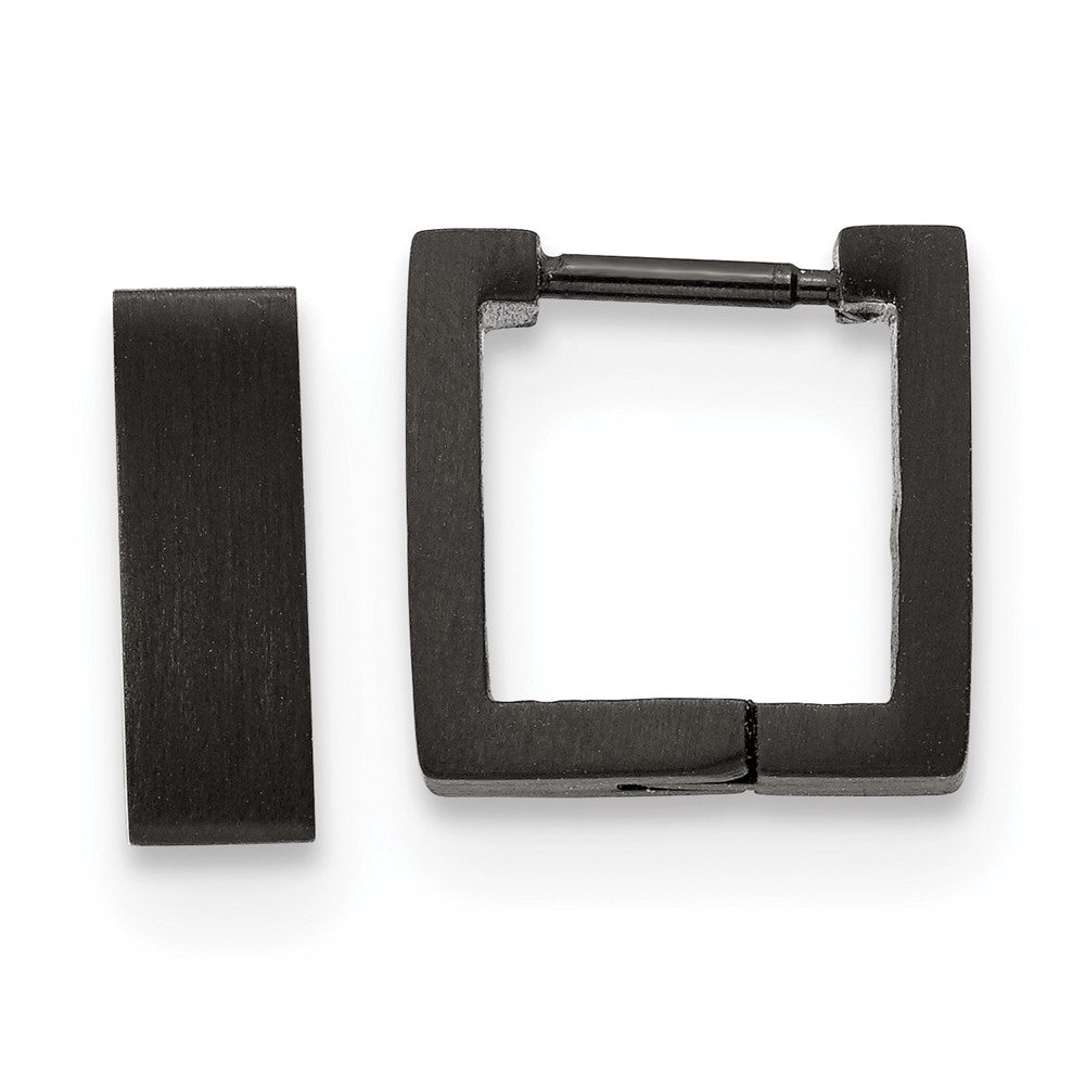 Chisel Stainless Steel Brushed Black IP-plated 4mm Square Hoop Earrings