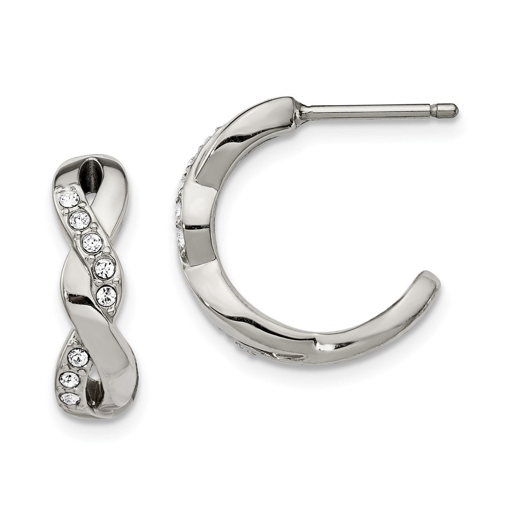 Chisel Stainless Steel Polished with Crystals Post Hoop Earrings