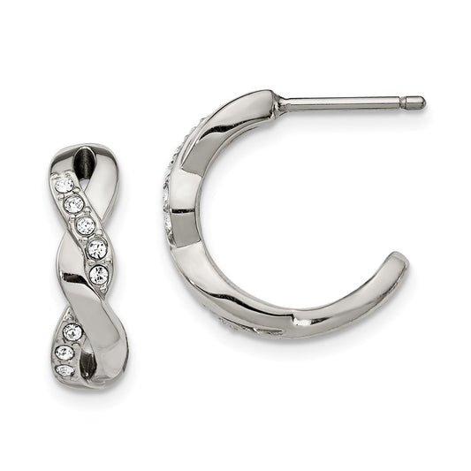 Chisel Stainless Steel Polished with Crystals Post Hoop Earrings