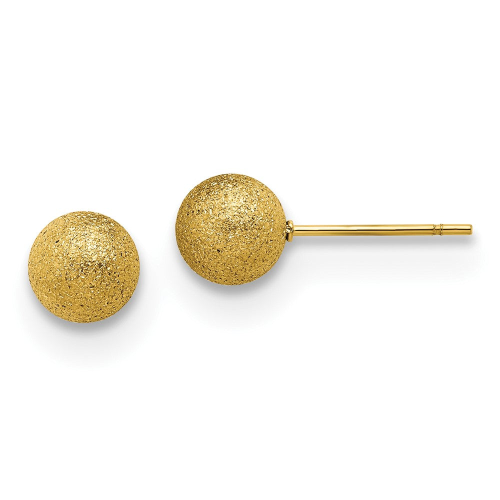 Chisel Stainless Steel Polished Laser cut Yellow IP-plated 7mm Ball Post Earrings