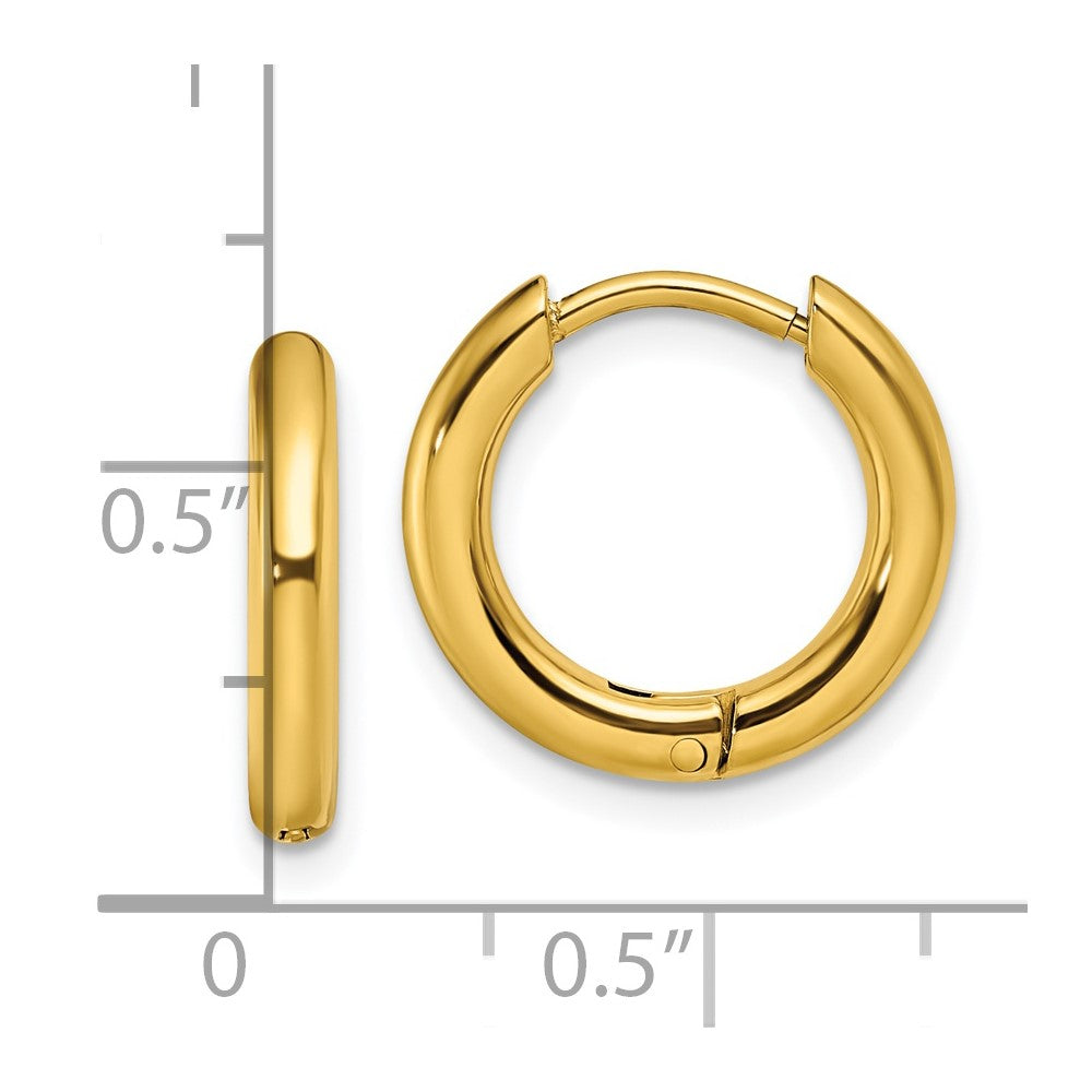 Chisel Stainless Steel Polished Yellow IP-plated 2.5mm Hinged Hoop Earrings