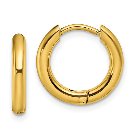 Chisel Stainless Steel Polished Yellow IP-plated 2.5mm Hinged Hoop Earrings