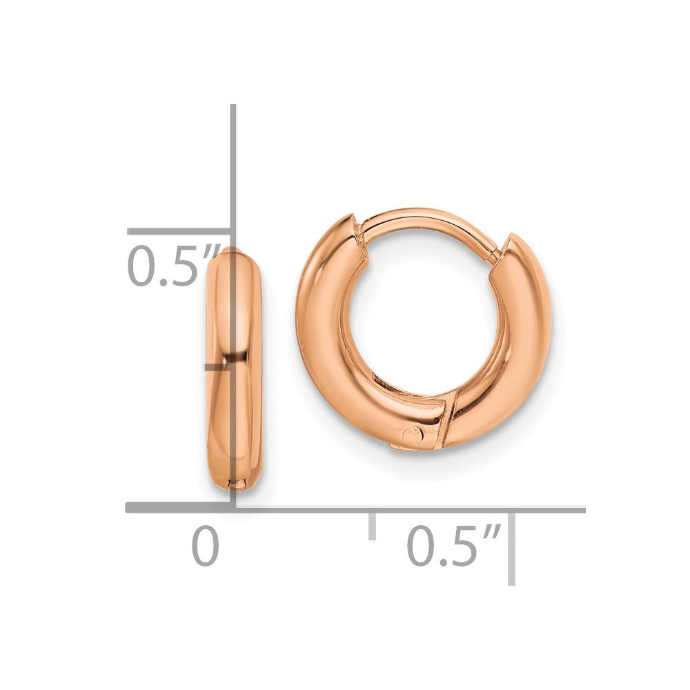 Chisel Stainless Steel Polished Rose IP-plated 2.5mm Hinged Hoop Earrings