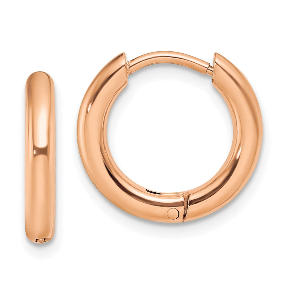 Chisel Stainless Steel Polished Rose IP-plated 2.5mm Hinged Hoop Earrings