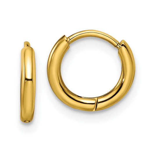 Chisel Stainless Steel Polished Yellow IP-plated 1.6mm Hinged Hoop Earrings