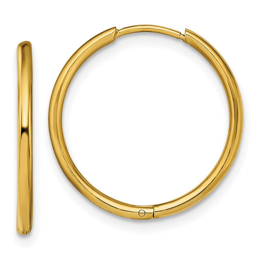 Chisel Stainless Steel Polished Yellow IP-plated 1.6mm Hinged Hoop Earrings