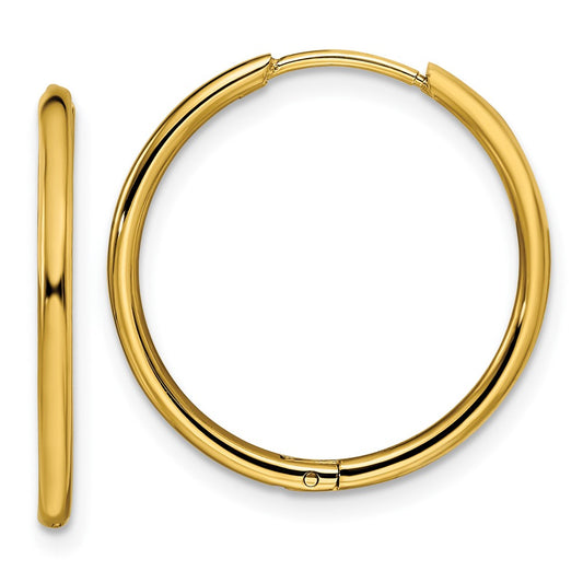 Chisel Stainless Steel Polished Yellow IP-plated 1.6mm Hinged Hoop Earrings