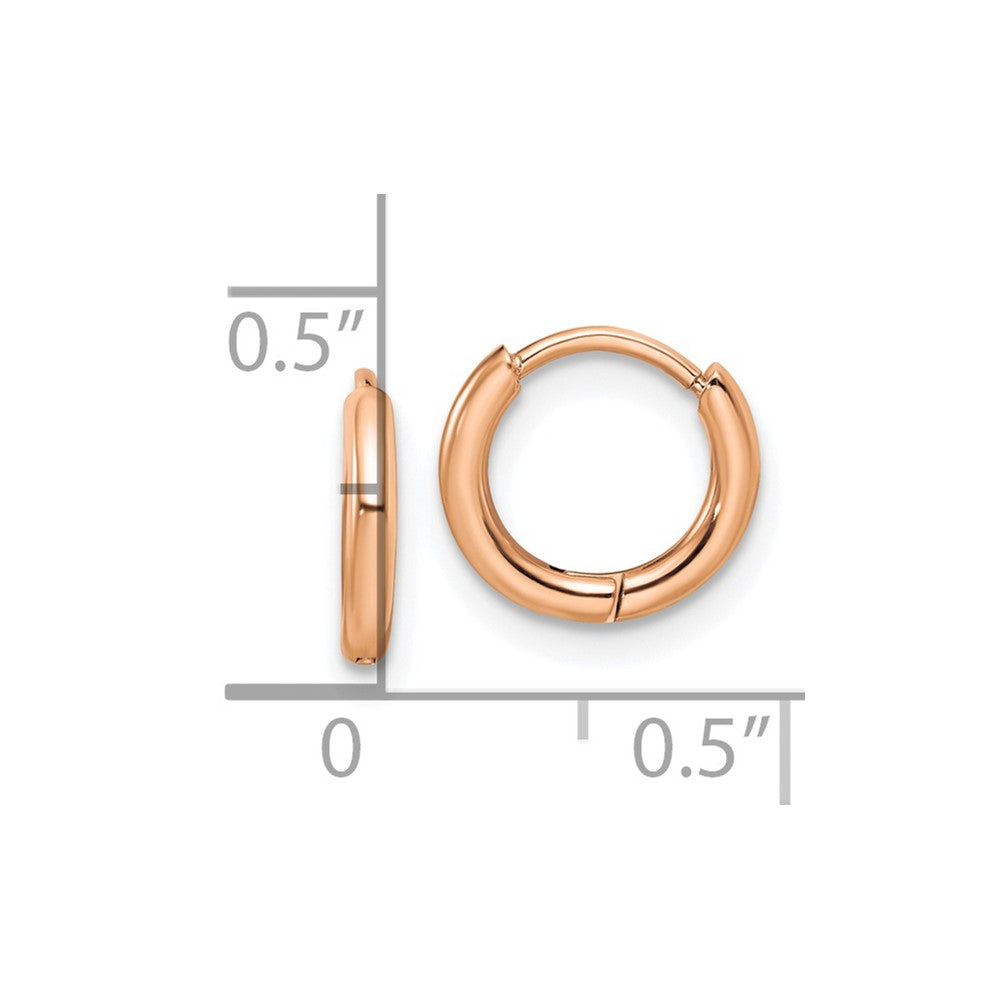Chisel Stainless Steel Polished Rose IP-plated 1.6mm Hinged Hoop Earrings