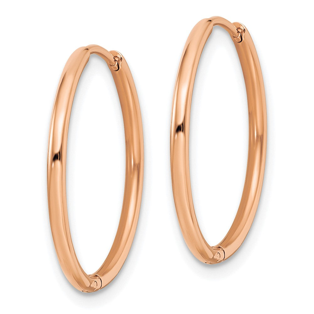 Chisel Stainless Steel Polished Rose IP-plated 1.6mm Hinged Hoop Earrings