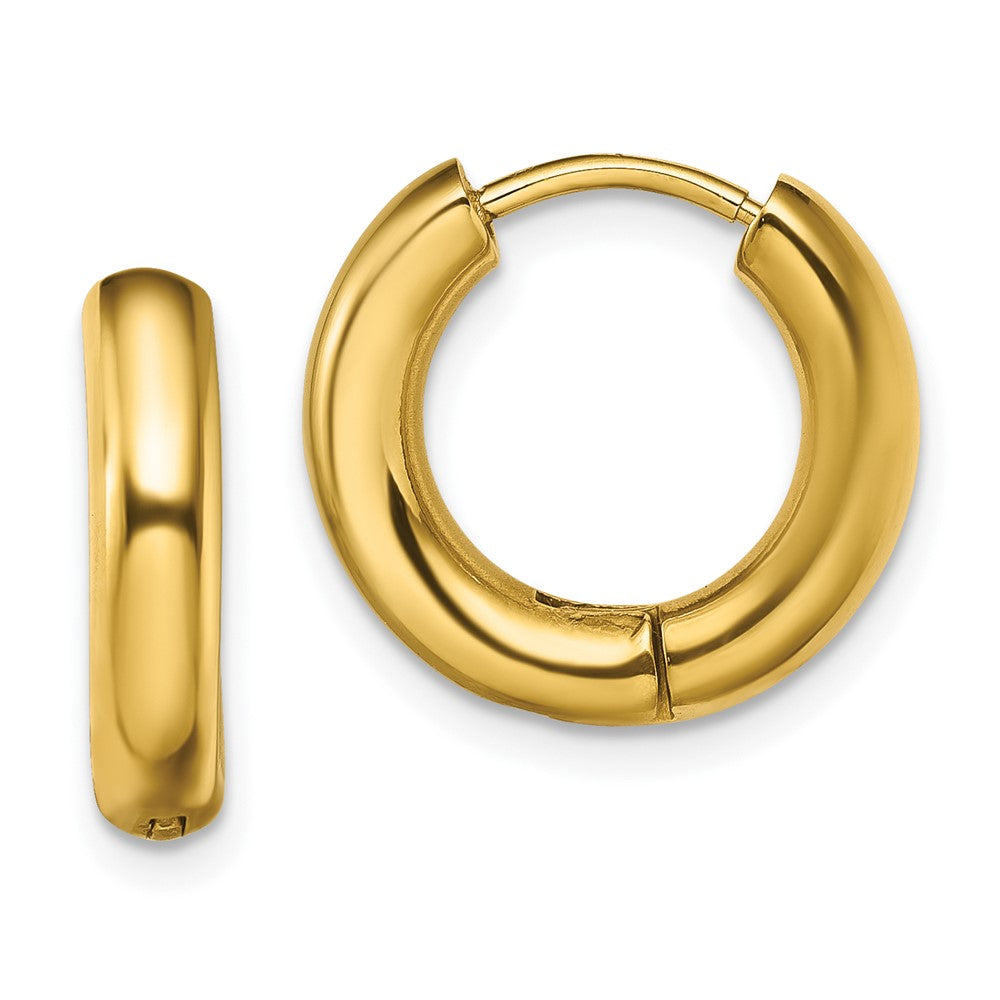 Chisel Stainless Steel Polished Yellow IP-plated 3.5mm Hinged Hoop Earrings