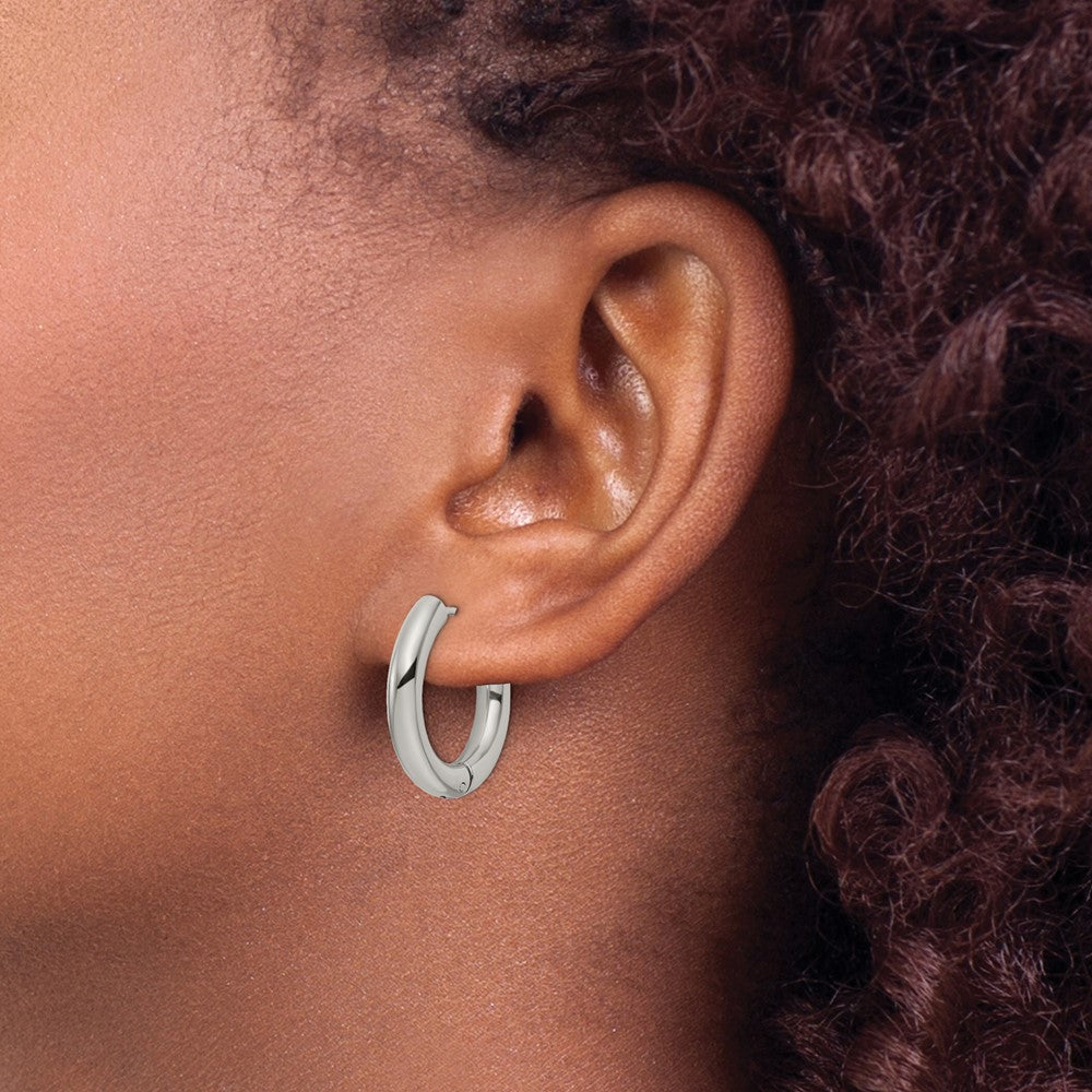 Chisel Stainless Steel Polished 4mm Hinged Hoop Earrings