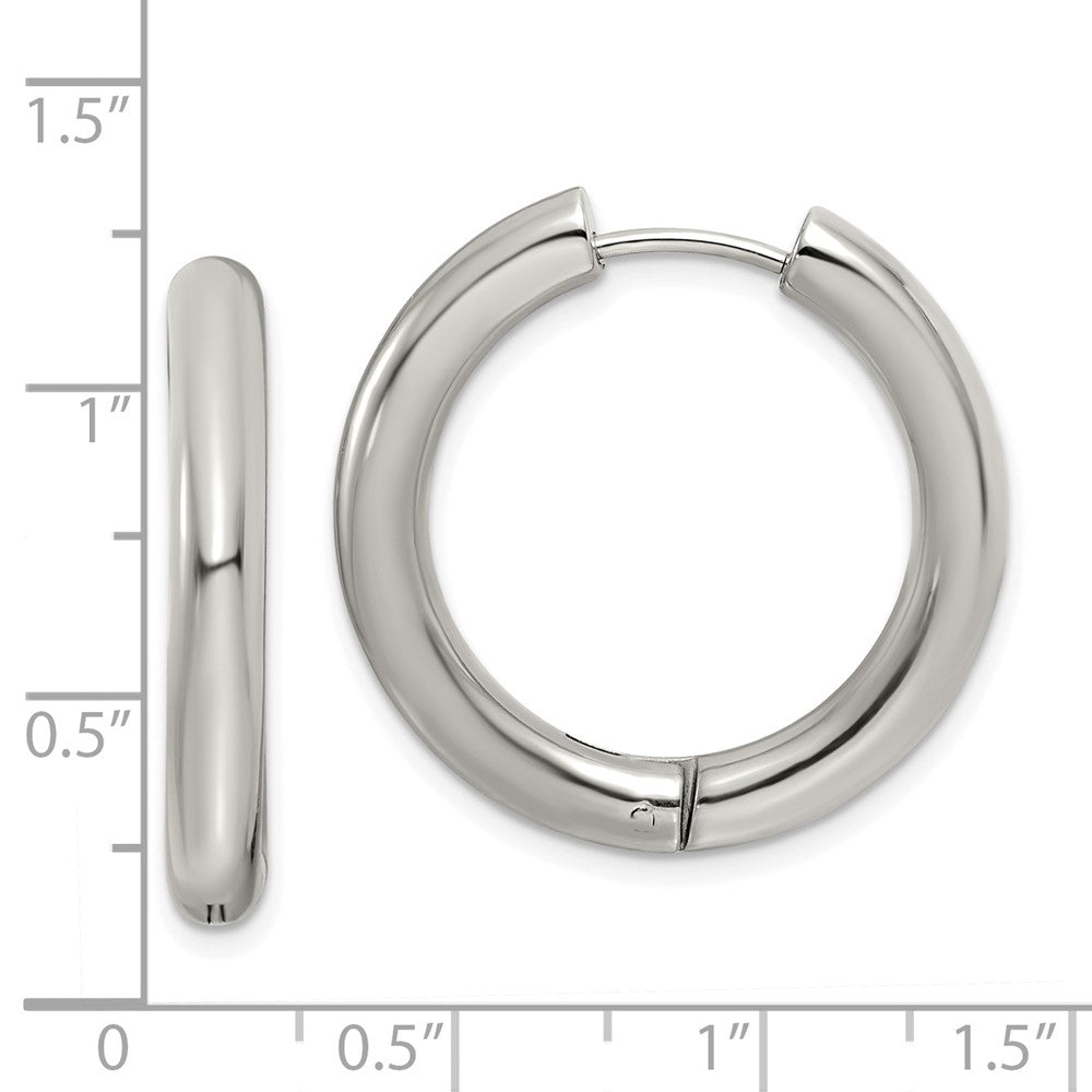 Chisel Stainless Steel Polished 4mm Hinged Hoop Earrings