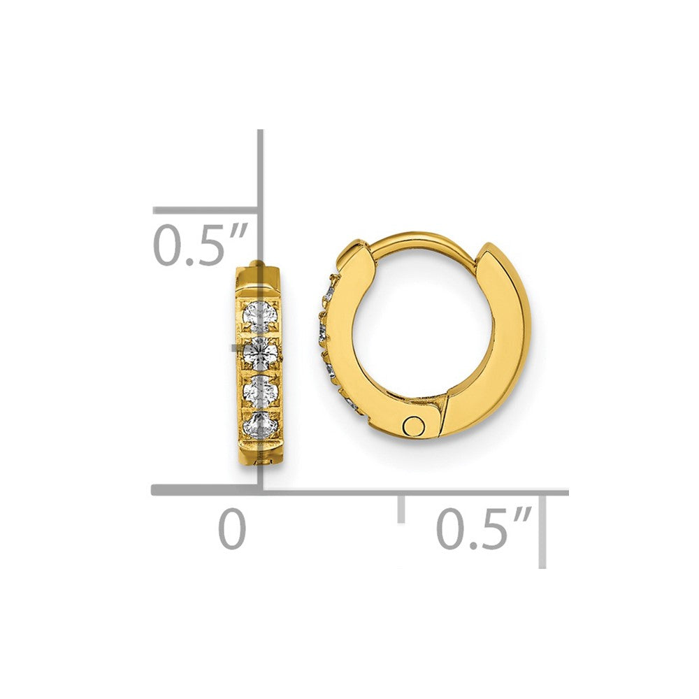 Chisel Stainless Steel Polished Yellow IP-plated with Preciosa Crystal Hinged Hoop Earrings