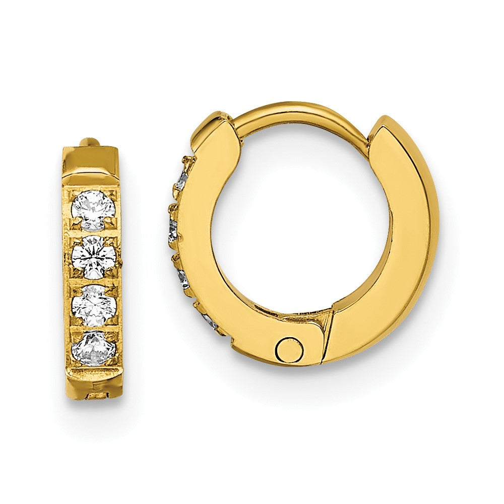 Chisel Stainless Steel Polished Yellow IP-plated with Preciosa Crystal Hinged Hoop Earrings