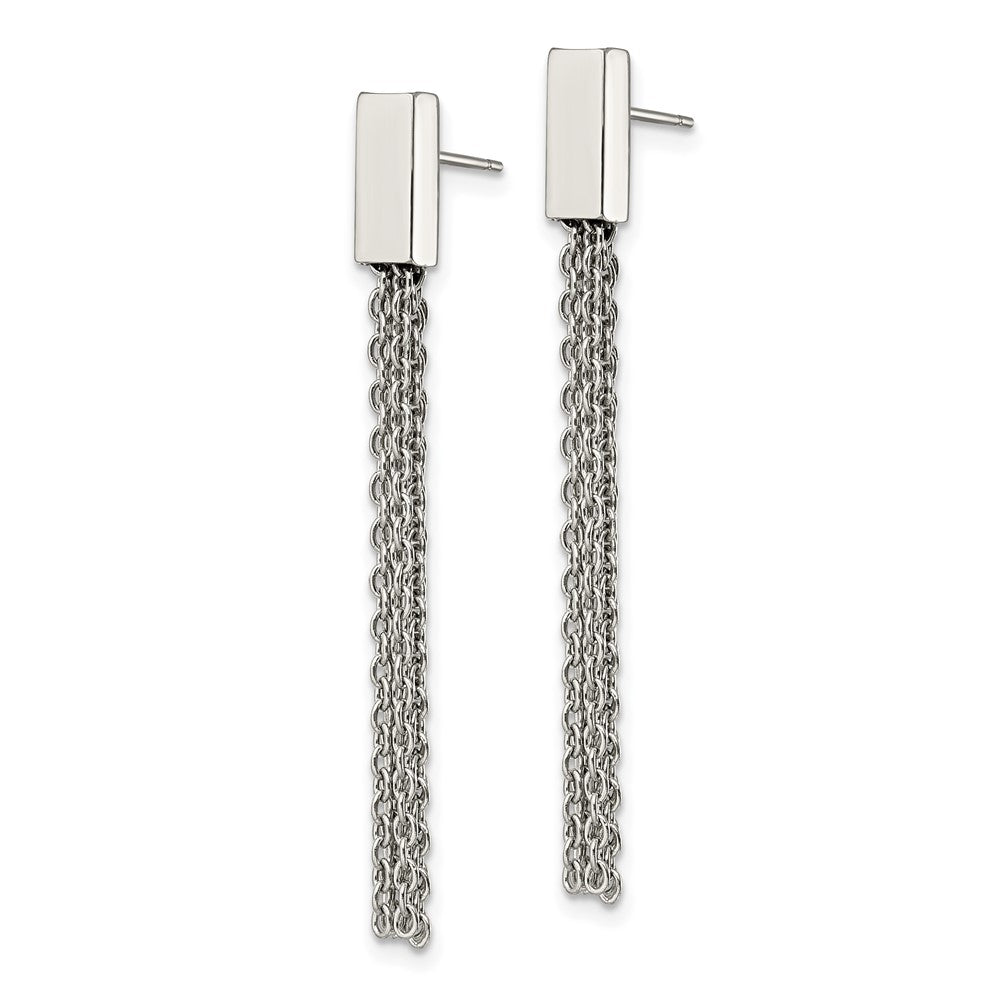 Chisel Stainless Steel Polished Multi Chain Post Dangle Earrings