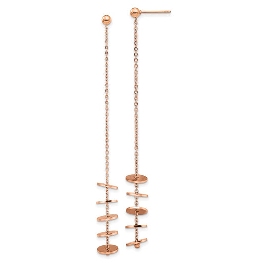 Chisel Stainless Steel Polished Rose IP-plated Post Dangle Earrings