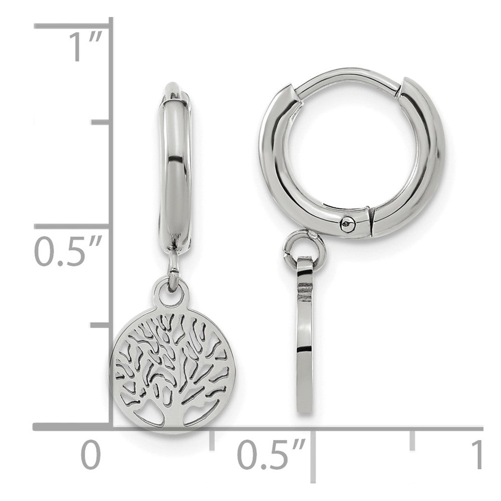Chisel Stainless Steel Polished Tree Dangle Hoop Earring