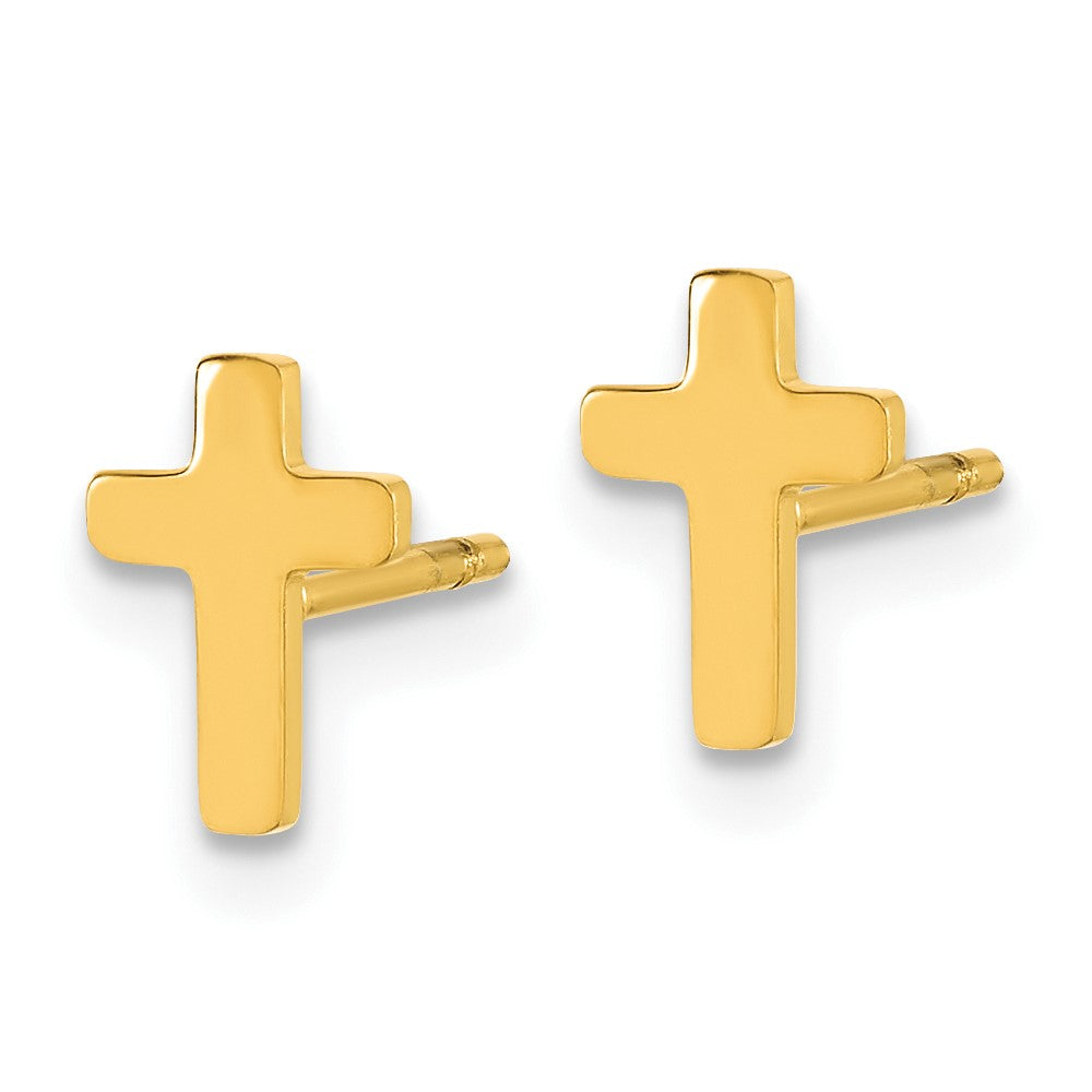 Chisel Stainless Steel Polished Yellow IP-plated Cross Earrings