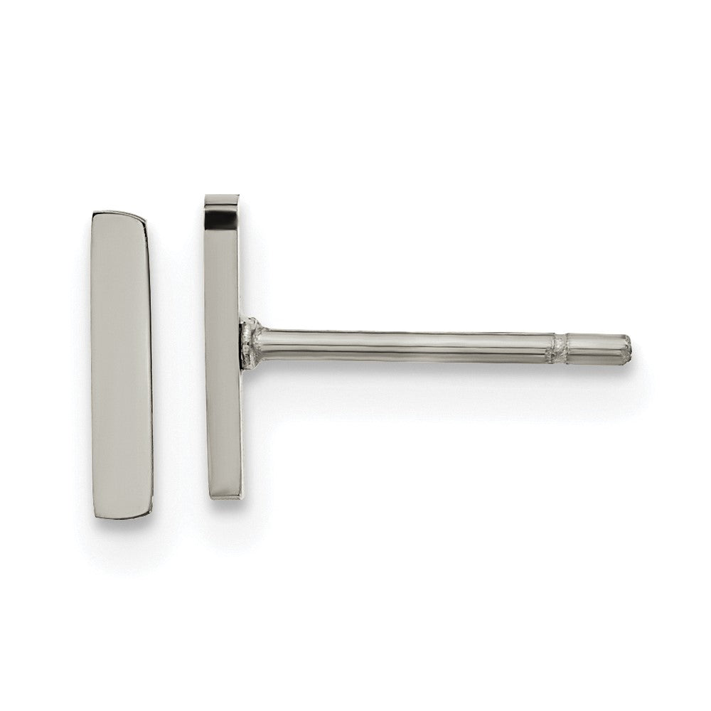 Chisel Stainless Steel Polished Vertical Bar Earrings