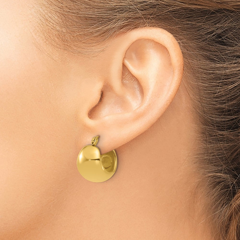 Chisel Stainless Steel Polished Yellow IP-plated Round Hoop Earrings