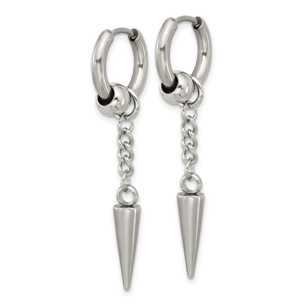 Chisel Stainless Steel Polished Spike Dangle Hinged Hoop Earrings