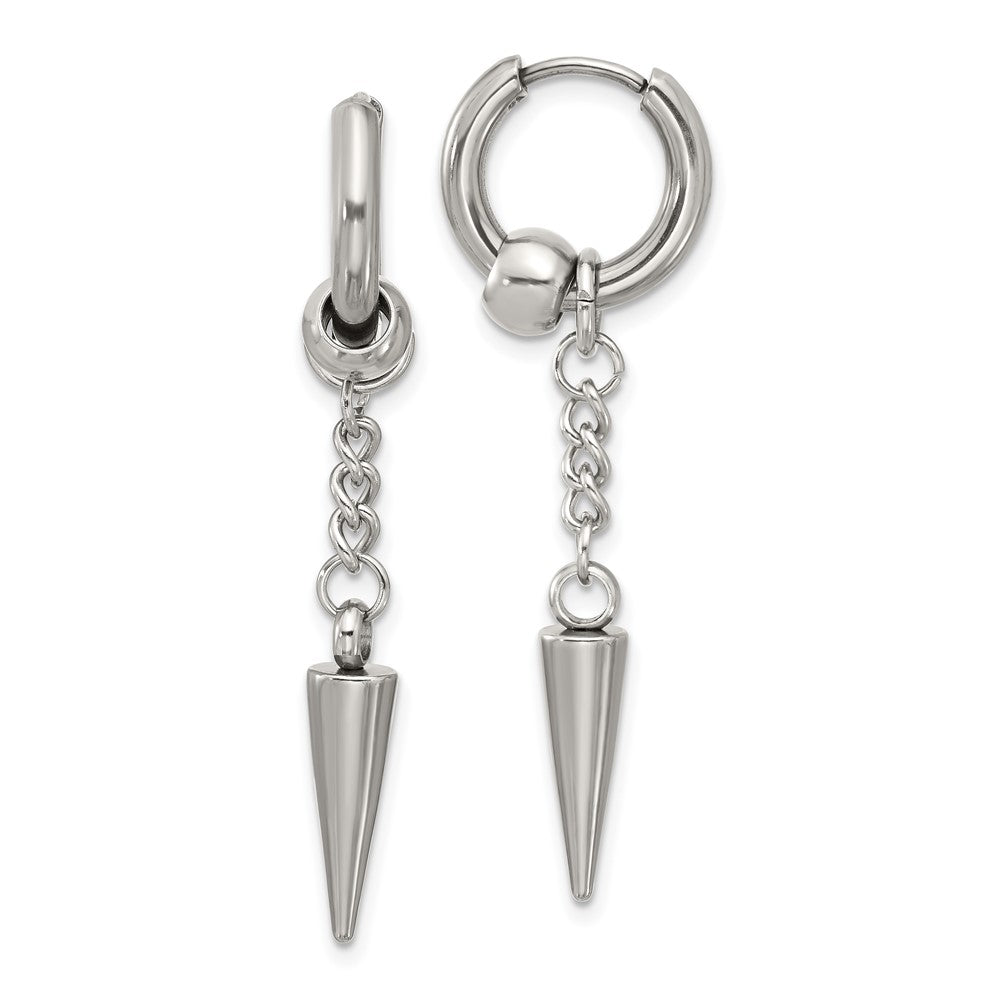 Chisel Stainless Steel Polished Spike Dangle Hinged Hoop Earrings
