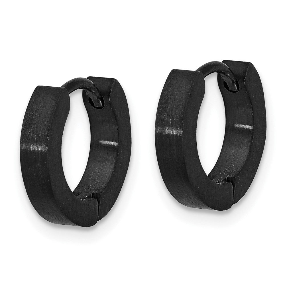 Chisel Stainless Steel Brushed and Polished Gun Metal IP-plated Hinged Hoop Earrings