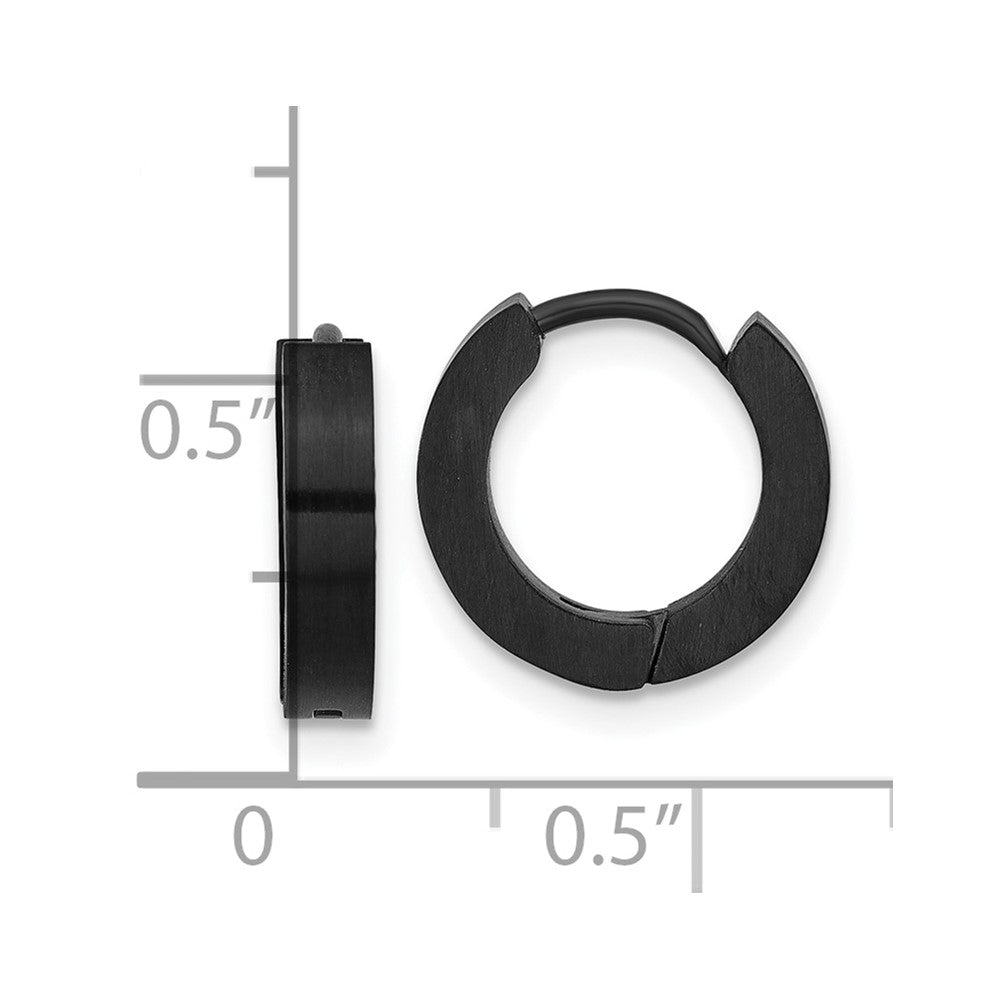 Chisel Stainless Steel Brushed and Polished Gun Metal IP-plated Hinged Hoop Earrings