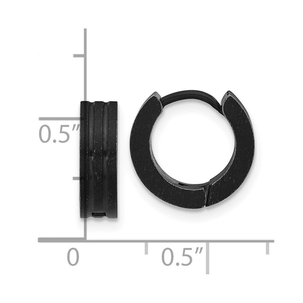 Chisel Stainless Steel Antiqued Brushed and Polished Hinged Hoop Earrings