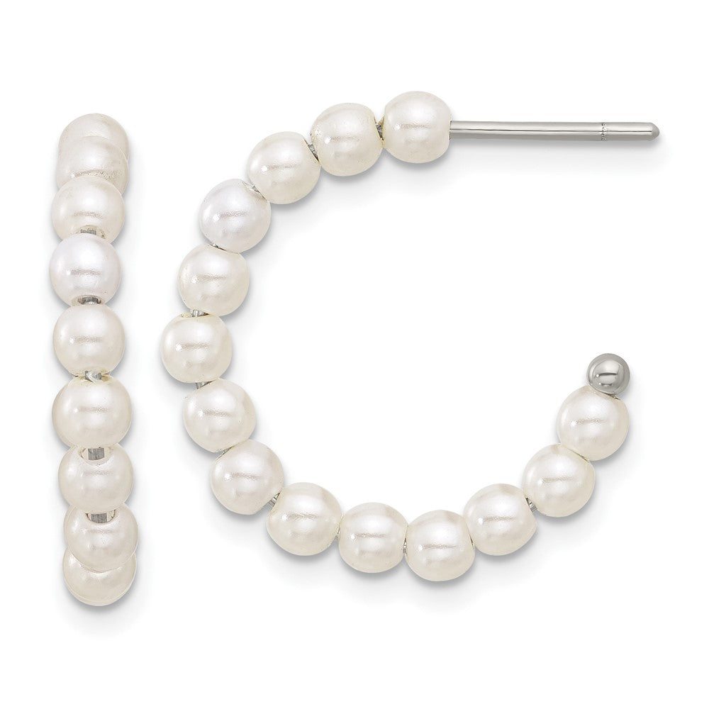 Chisel Stainless Steel Polished White Mother of Pearl J-Hoop Earring