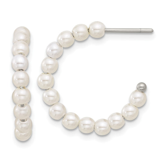Chisel Stainless Steel Polished White Mother of Pearl J-Hoop Earring