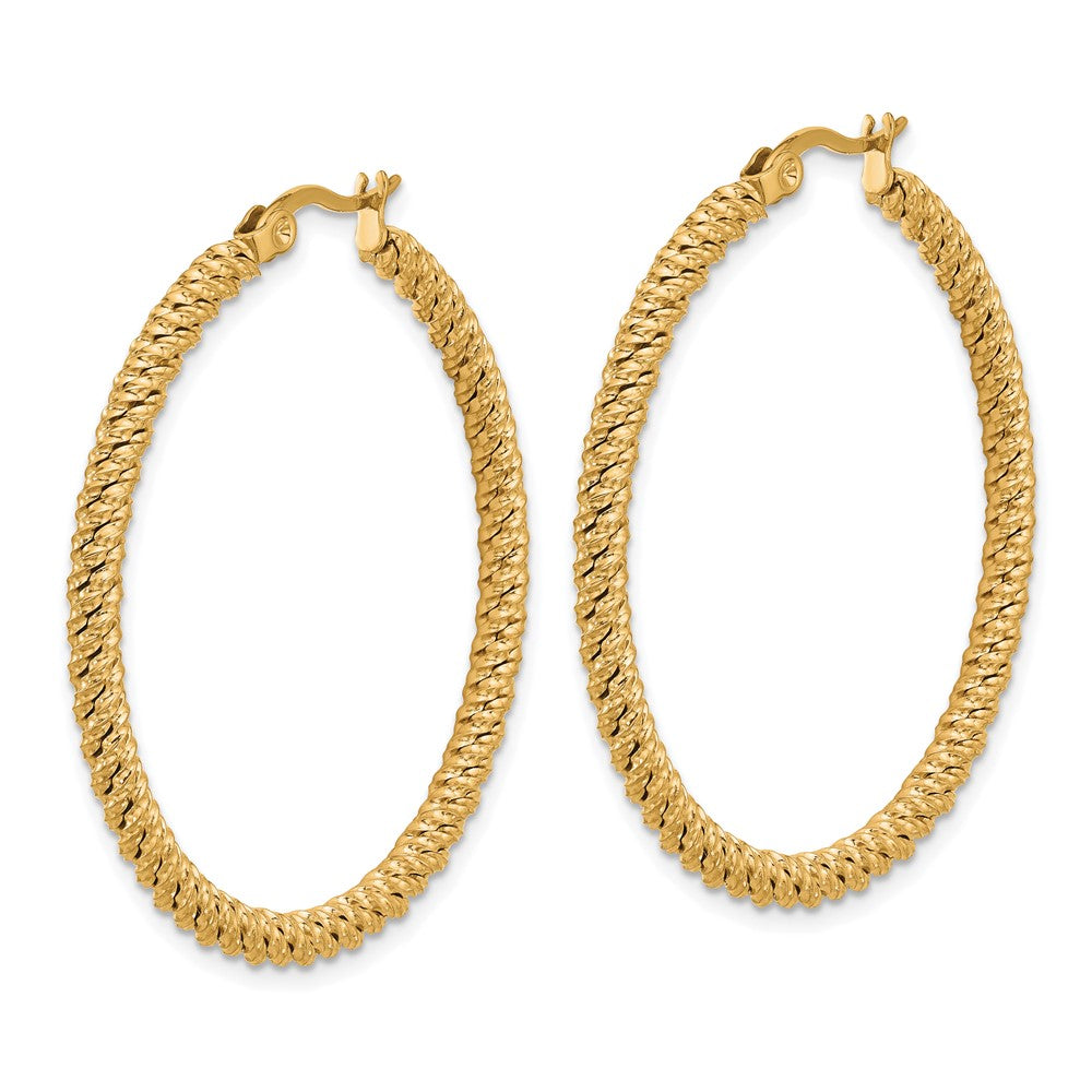 Chisel Stainless Steel Polished Yellow IP-plated Diamond Cut Hoop Earrings