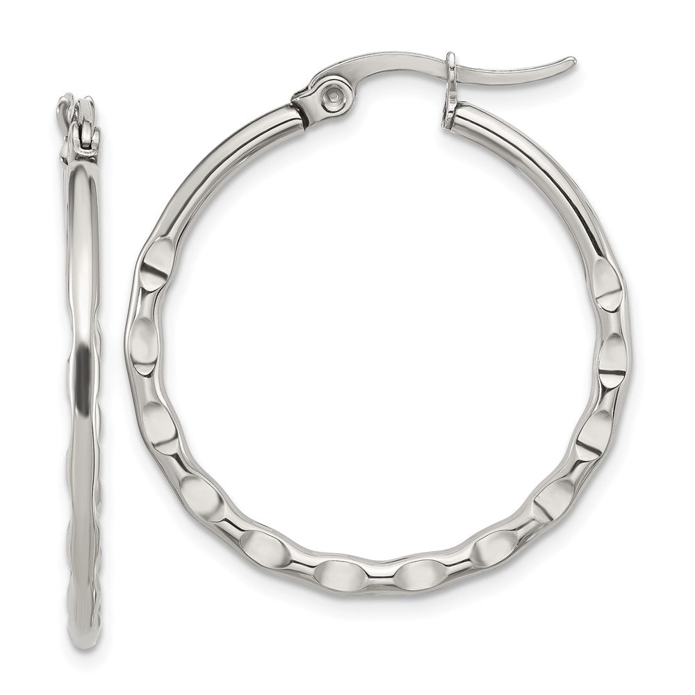 Chisel Stainless Steel Polished Wavy Hoop Earrings