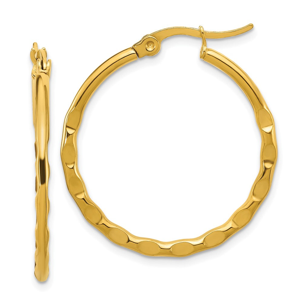 Chisel Stainless Steel Polished Yellow IP-plated Wavy Hoop Earrings